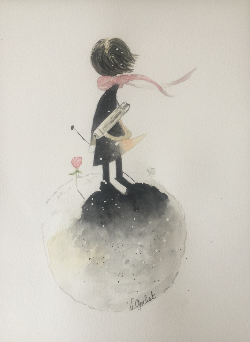 Aquarelle originale de Véronique Gachet, le petit prince